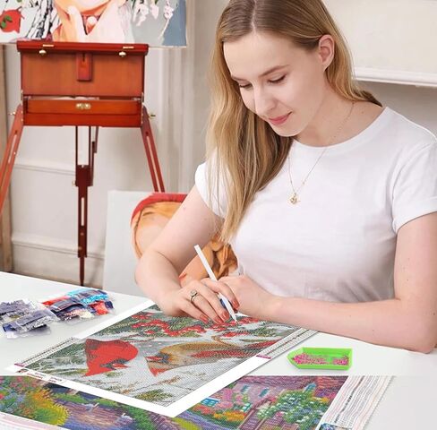 QENSPE Halloween Diamond Painting,Pumpkin Diamond Art Kits for Adults,Ghost DIY 5D Round Full Drill Diamond Art for Beginners,Diamond Dots for Adults,Home Wall Decor 12x16 inch in Kuwait