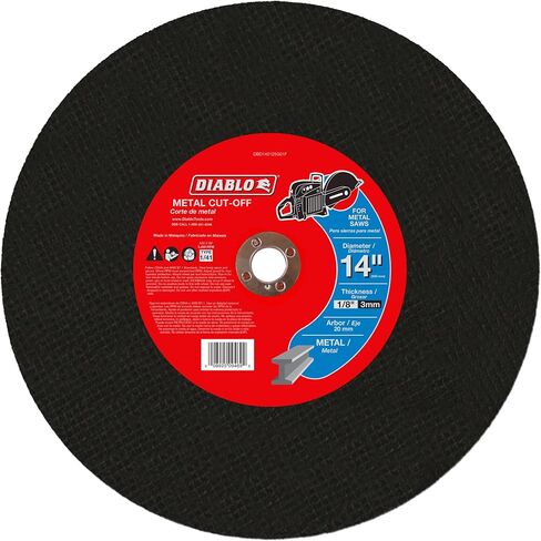 Diablo Metal Cut-Off Disc for Heavy-Duty Cutting of Metal - 14" Diameter, 20mm Arbor, 1 Hub Type, 1/8" Thickness, 5450 Max RPM - DBD140125G01F in Saudi Arabia