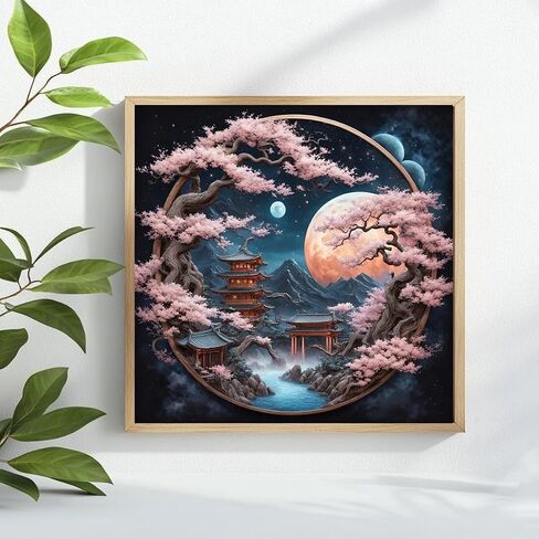 JOZYSH Dream Moon Tree Castle Theme Cross Stitch Painting Set, DIY Art Needlework Crafts, 11CT Cross Stitch Decorative Painting, Creative Handmade Gift. Embroidery Crafts for Home Decoration (ColorA) in Saudi Arabia
