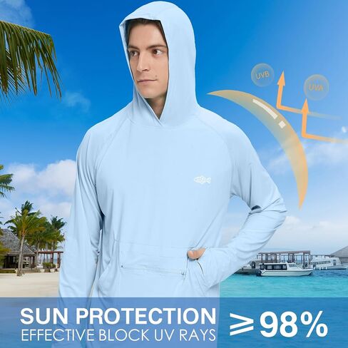Riverruns Men's UPF 50+ Sun Protection Hoodie Fishing Shirt Cooling Quick Dry Rash Guard Long Sleeve in Saudi Arabia