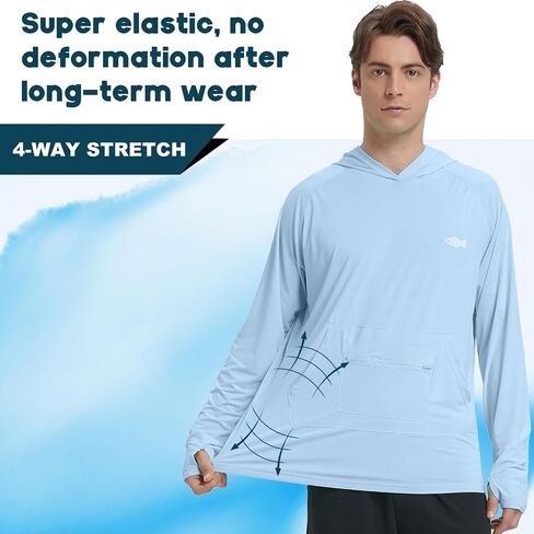 Riverruns Men's UPF 50+ Sun Protection Hoodie Fishing Shirt Cooling Quick Dry Rash Guard Long Sleeve in Saudi Arabia