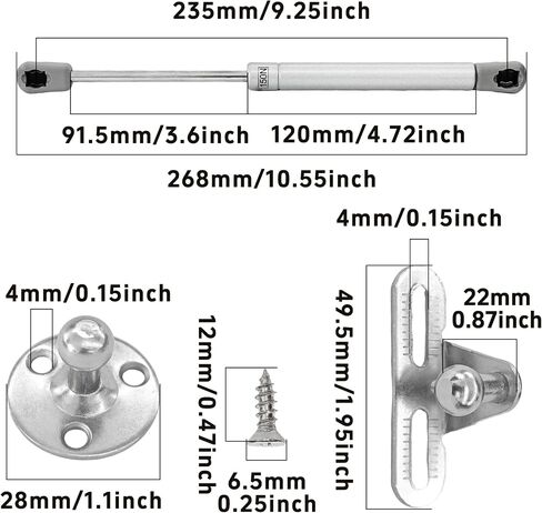 2Pcs Gas Springs 150N/33LB Lift Supports, Safety Lift Struts Gas Springs Shocks, Hydraulic Gas Struts for Soft Close Hinges, Cabinet Door Lid Stay in Saudi Arabia