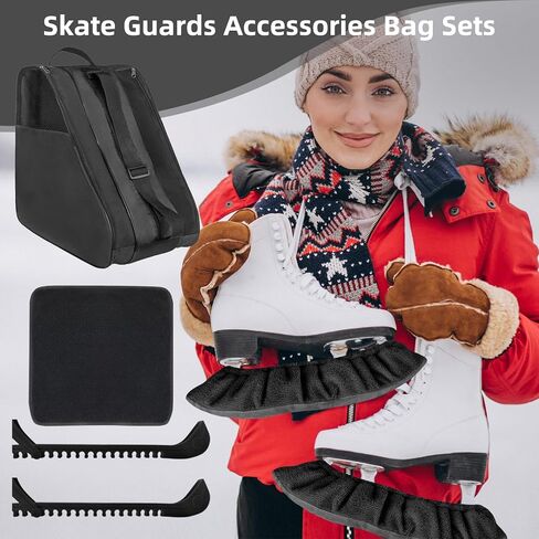 4 PCS Skate Guards Ice Skate Blade يغطي حقيبة التزلج على المناشف مع جيوب جانبية وحراس بطاقة التزلج على الجليد للبالغين ضمن الهوكي إكسسوارات in Saudi Arabia