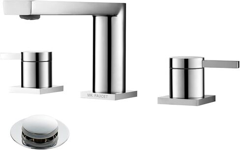 نحاس فاخر عصري على نطاق واسع الحمام صنبور مع صمام النحاس لمدة 3 ثقب 2 مقبض 8 بوصة سطح الحمام الحمام الحمام ، وتجميع الصرف المنبثق من الفولاذ المقاوم للصدأ ، نهر الشمبانيا الذهب بالفرشاة in Kuwait