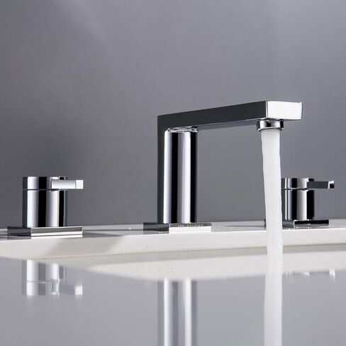 نحاس فاخر عصري على نطاق واسع الحمام صنبور مع صمام النحاس لمدة 3 ثقب 2 مقبض 8 بوصة سطح الحمام الحمام الحمام ، وتجميع الصرف المنبثق من الفولاذ المقاوم للصدأ ، نهر الشمبانيا الذهب بالفرشاة in Kuwait