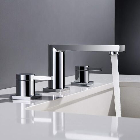 نحاس فاخر عصري على نطاق واسع الحمام صنبور مع صمام النحاس لمدة 3 ثقب 2 مقبض 8 بوصة سطح الحمام الحمام الحمام ، وتجميع الصرف المنبثق من الفولاذ المقاوم للصدأ ، نهر الشمبانيا الذهب بالفرشاة in Kuwait