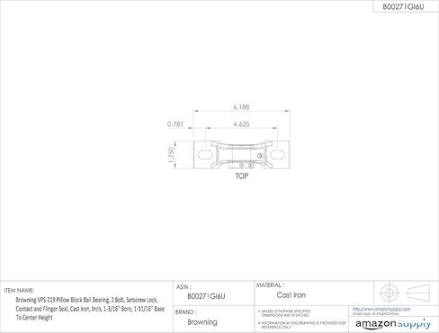 Browning VPS-219 وسادة بلوك بلوك محمل ، 2 الترباس ، قفل setscrew ، والاتصال وختم الفلاح ، الحديد الزهر ، بوصة ، 1-3/16 "التجويف ، 1-11/16" قاعدة إلى الوسط الارتفاع in Kuwait
