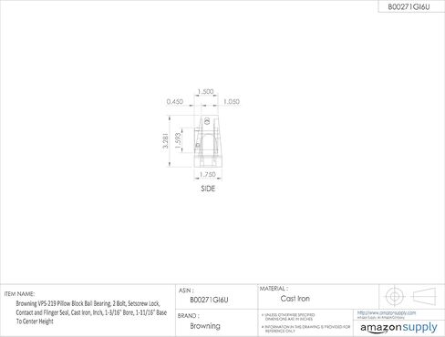 Browning VPS-219 وسادة بلوك بلوك محمل ، 2 الترباس ، قفل setscrew ، والاتصال وختم الفلاح ، الحديد الزهر ، بوصة ، 1-3/16 "التجويف ، 1-11/16" قاعدة إلى الوسط الارتفاع in Kuwait