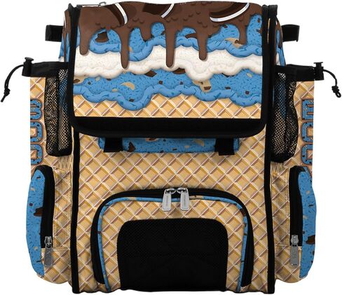 Boombah Mini Superpack Baseball Bac Bag - حقيبة ظهر لاعب Softball Softball - Ice Cream Multi Color - 8 "x12.5" x18 "(Monster Cookie) in Kuwait