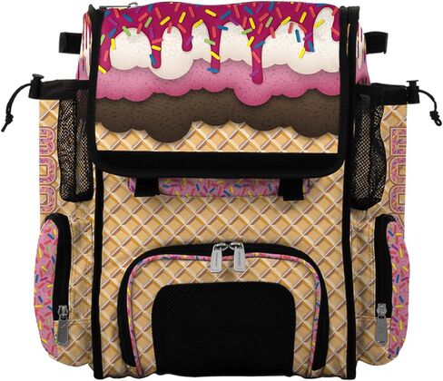 Boombah Mini Superpack Baseball Bac Bag - حقيبة ظهر لاعب Softball Softball - Ice Cream Multi Color - 8 "x12.5" x18 "(Monster Cookie) in Kuwait