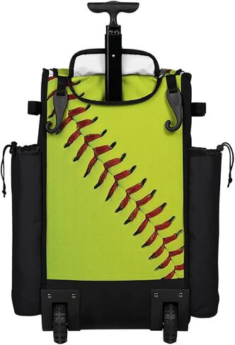 Boombah Rolling Superpack Baseball/Softball Gear Bag - 23-1/2" x 13-1/2" x 9-1/2" - Softball Homerun Optic Yellow/Black/Red - Telescopic Handle - Holds 4 Bats - Wheeled Version in Saudi Arabia
