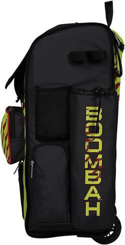 Boombah Rolling Superpack Baseball/Softball Gear Bag - 23-1/2" x 13-1/2" x 9-1/2" - Softball Homerun Optic Yellow/Black/Red - Telescopic Handle - Holds 4 Bats - Wheeled Version in Saudi Arabia