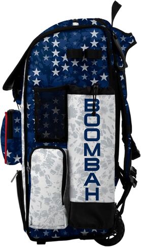 Boombah Superpack Hybrid Rolling Bat Bag - إصدار عجلات وظهر على ظهره - الولايات المتحدة الأمريكية Navy/Red/White in Saudi Arabia