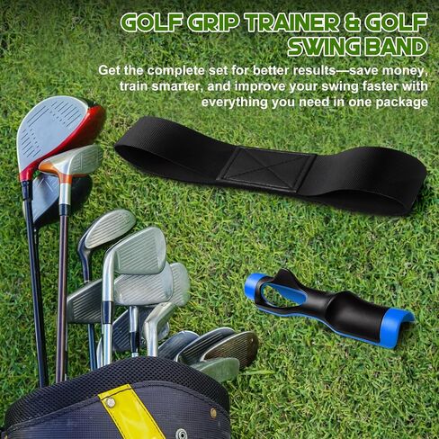 Golf Grip Trainer & Connection Band ، Club Grip Trainer Aid Ad Afft and Swing Crateging Arm Band Kit for Handed Handed Men Women Golfer Beginner Fix and Corbow Position in Kuwait