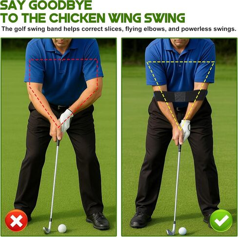 Golf Grip Trainer & Connection Band ، Club Grip Trainer Aid Ad Afft and Swing Crateging Arm Band Kit for Handed Handed Men Women Golfer Beginner Fix and Corbow Position in Kuwait