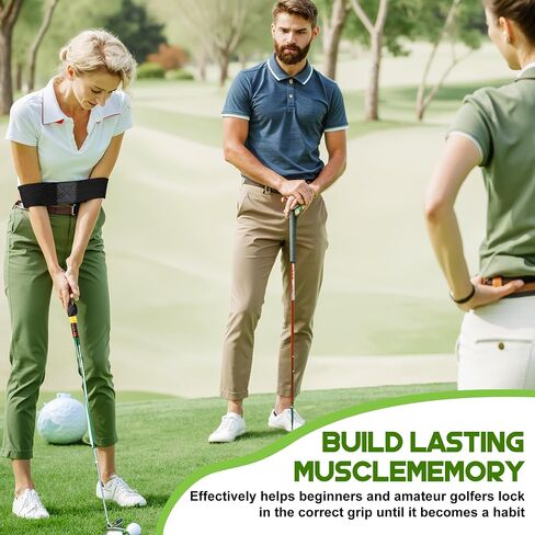 Golf Grip Trainer & Connection Band ، Club Grip Trainer Aid Ad Afft and Swing Crateging Arm Band Kit for Handed Handed Men Women Golfer Beginner Fix and Corbow Position in Kuwait
