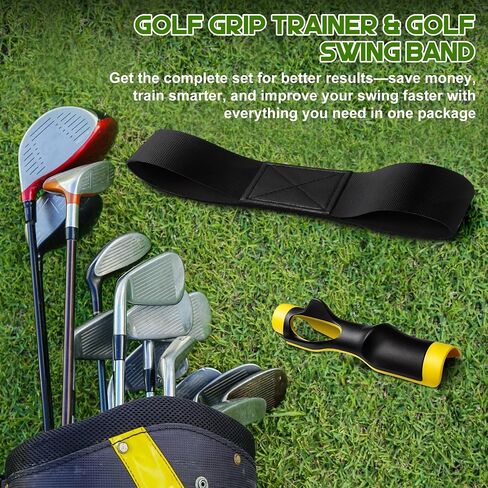 Golf Grip Trainer & Connection Band ، Club Grip Trainer Aid Ad Afft and Swing Crateging Arm Band Kit for Handed Handed Men Women Golfer Beginner Fix and Corbow Position in Kuwait