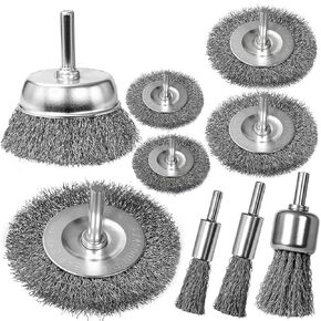 Wire Brush for Drill, Brass Wire Wheel for Drill, Carbon Steel Cup & End Brushes with Soft Bristles,1/4" Shank for Metal Stripping, Rust & Paint Removal,11 Pcs Die Grinder Accessories in Kuwait