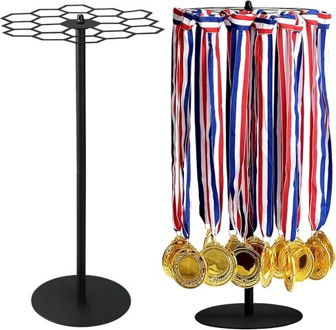 Tinsky Rotatable Race Hanger Display ، حامل ميداليات الطاولة ، حامل ميداليات مناسب لتشغيل كرة السلة الرياضية ماراثون جائزة الجمباز ، 45+ميداليات in Saudi Arabia