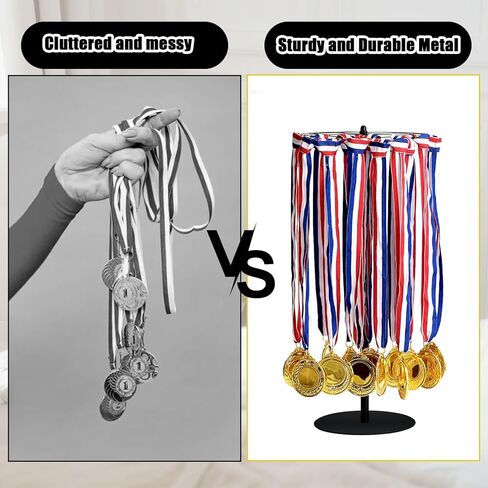 Tinsky Rotatable Race Hanger Display ، حامل ميداليات الطاولة ، حامل ميداليات مناسب لتشغيل كرة السلة الرياضية ماراثون جائزة الجمباز ، 45+ميداليات in Saudi Arabia