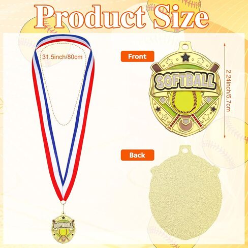 12 Pcs Gold Award Medals Bulk 2.2 Inch Basketball Volleyball Royal Dance Softball Metal Medals with Neck Ribbons Metal Trophy Award Prize Gifts for Tournaments Sports Competitions in Saudi Arabia
