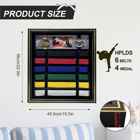Taekwondo Belt Display Rack - Wooden Martial Arts Belt Holder Organizer for Karate, Taekwondo, BJJ - Wall Mounted or Standing - Perfect for Black Belt & Color Belts in Saudi Arabia