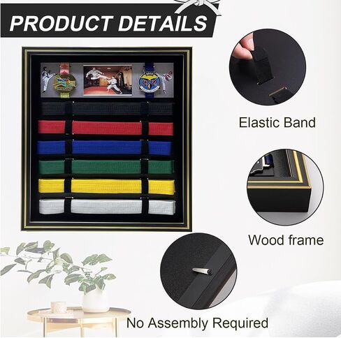 Taekwondo Belt Display Rack - Wooden Martial Arts Belt Holder Organizer for Karate, Taekwondo, BJJ - Wall Mounted or Standing - Perfect for Black Belt & Color Belts in Saudi Arabia