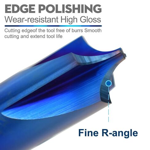 4mm 6mm Shank Milling Cutter Corner Rounding End Mill Nano Blue Coated Carbide Radius Router Bit for CNC Machine R0.5-R5.0(R5xD12x50L) in Kuwait