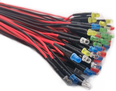 50pcs 12V LED مصابيح LED تنبعث منها الثنائيات ، مسبقا سلكية 7.9 بوصة DC 12 فولت 3 مم LED مجموعة متنوعة عدسة المنتشرة- أبيض أحمر صفراء مصابيح LED صغيرة الأزرق (3 مم 5 ألوان x10pcs/ 50pcs) in Kuwait