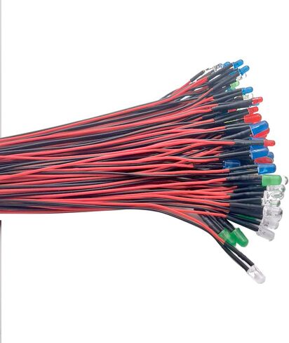 50pcs 12V LED مصابيح LED تنبعث منها الثنائيات ، مسبقا سلكية 7.9 بوصة DC 12 فولت 3 مم LED مجموعة متنوعة عدسة المنتشرة- أبيض أحمر صفراء مصابيح LED صغيرة الأزرق (3 مم 5 ألوان x10pcs/ 50pcs) in Kuwait