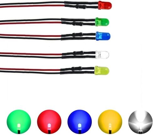 50pcs 12V LED مصابيح LED تنبعث منها الثنائيات ، مسبقا سلكية 7.9 بوصة DC 12 فولت 3 مم LED مجموعة متنوعة عدسة المنتشرة- أبيض أحمر صفراء مصابيح LED صغيرة الأزرق (3 مم 5 ألوان x10pcs/ 50pcs) in Kuwait