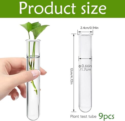 أنابيب اختبار Fineinno 9 PCS ، محطة انتشار نبات البلاستيك قوالب السيليكون أنابيب شفافة ، وأزهار أنابيب اختبار الأكريليك جولة لالتقاط قالب in Saudi Arabia