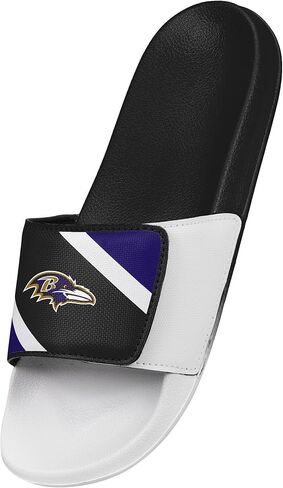 FOCO NFL للرجال المرخصين رسميا النعال الرياضية الشعار الأساسي 2-نغمة ألوان الوجه Flip Floup Slies قابل للتعديل in Saudi Arabia