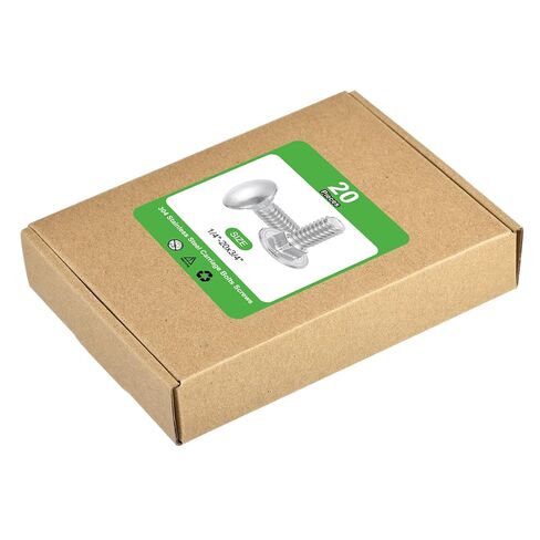 uxcell 20Pcs Carriage Bolts, 1/4"-20x3/4 Stainless Steel 18-8 (304) Round Head Square Neck Screws Bolt Screw for Fastening Accessories - Silver in Saudi Arabia