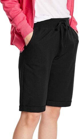 Hanes Women's Shorts, French Terry Bermuda Pocket Shorts, Jersey Knit Fleece Shorts, Women's Bermuda Shorts, 11" in Kuwait