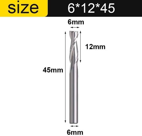CNC Engraving Router Bit Flat Nose End Mill 2 Two Flutes Spiral Upcut Milling Cutter Tool Carbide Bits For Wood MDF PVC(6x42x70) in Kuwait