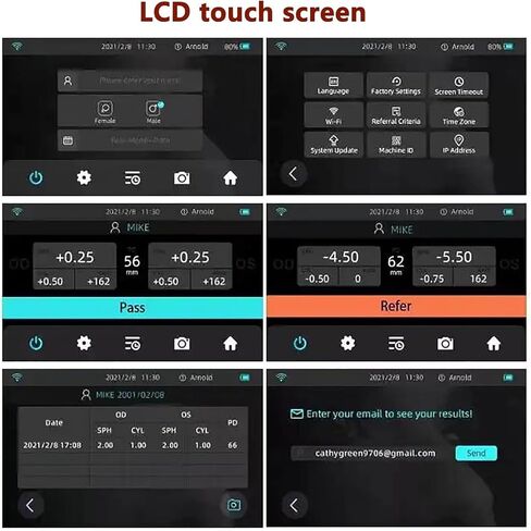 ماكينة امتحانات عين الانكسار التلقائية المحمولة 98 سم قياس المسافة 0-180 درجة محور تخزين البيانات لجلوكوما اختراق متلازمة القرنية in Kuwait