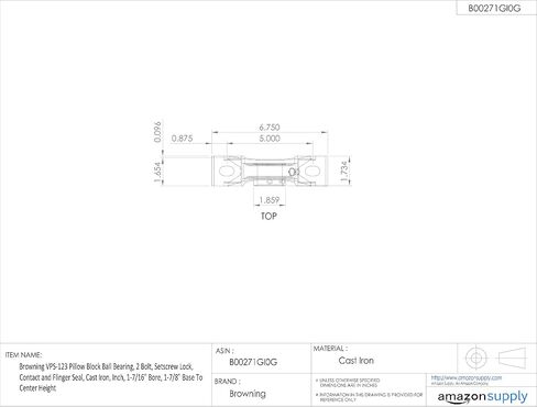 Browning VPS-123 Pillow Block Ball Ball ، 2 Bort ، Setscrew Lock ، Taint and Flinger Seal ، الحديد الزهر ، بوصة ، 1-7/16 بوصة ، قاعدة من 1-7/8 "إلى المركز. in Saudi Arabia