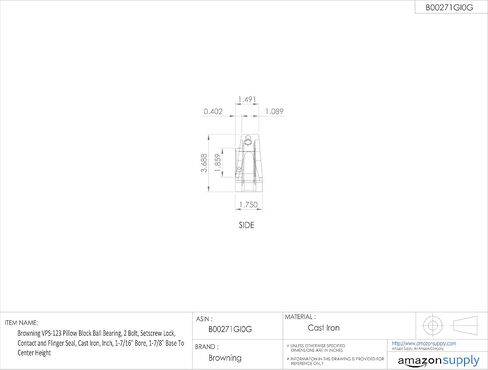 Browning VPS-123 Pillow Block Ball Ball ، 2 Bort ، Setscrew Lock ، Taint and Flinger Seal ، الحديد الزهر ، بوصة ، 1-7/16 بوصة ، قاعدة من 1-7/8 "إلى المركز. in Saudi Arabia