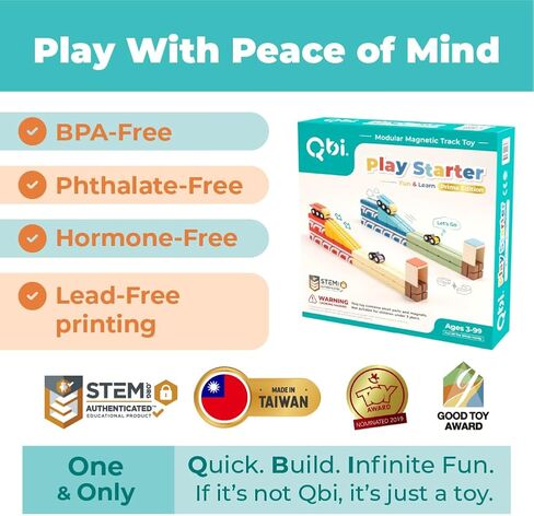 QBI Magnetic Blocks Play Starter Set ｜ 4-in-1 STEM Building مع 4 سيارات ومسارات ثلاثية الأبعاد ｜ ألعاب المغناطيس الحسية التعليمية ｜ ألعاب Montessori في مرحلة ما قبل المدرسة للأطفال الذين تتراوح أعمارهم بين 3-5 إلى 8 سنوات من الأولاد والبنات in Kuwait