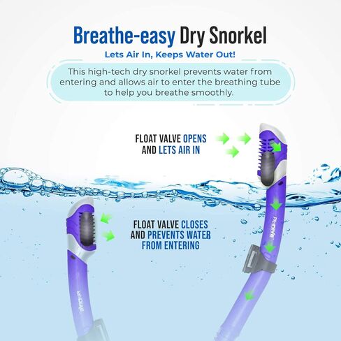 Snorkel Mask and Snorkeling Gear - Dry-Top Snorkel Set with Impact-Resistant Tempered Glass Lens, Anti-Fog Design, Watertight Seal, Adjustable Strap with Carry Case (Crystal Clear Vision) in Kuwait