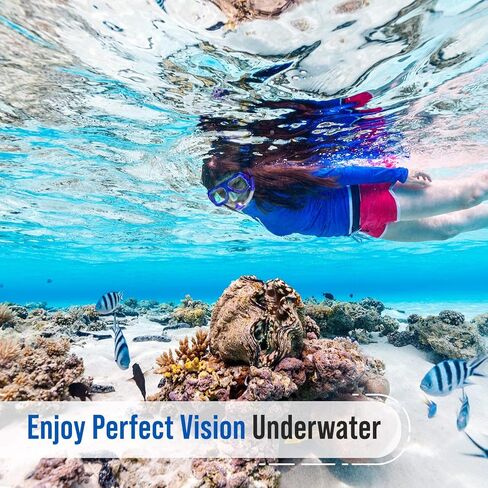Snorkel Mask and Snorkeling Gear - Dry-Top Snorkel Set with Impact-Resistant Tempered Glass Lens, Anti-Fog Design, Watertight Seal, Adjustable Strap with Carry Case (Crystal Clear Vision) in Kuwait
