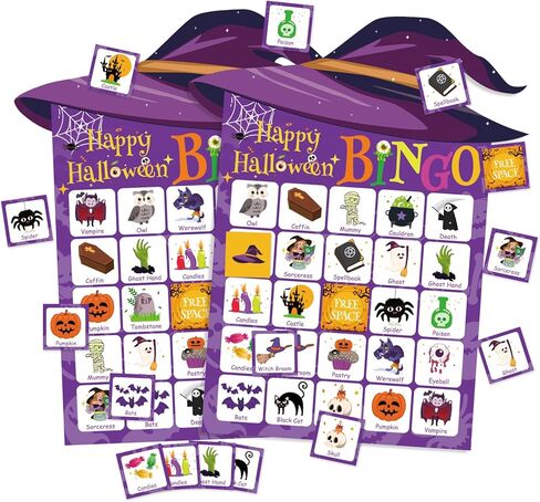 لعبة Yquqwn Halloween ، 24 لاعب Wizard Hat Bingo Card Card ، مثالية لمفضلات الحفلات الهالوين ، وأنشطة الهالوين المنزل ، مجموعة الحفلات الفصول الدراسية الحرف البنغو. in Kuwait