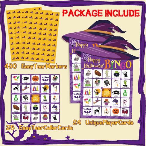 لعبة Yquqwn Halloween ، 24 لاعب Wizard Hat Bingo Card Card ، مثالية لمفضلات الحفلات الهالوين ، وأنشطة الهالوين المنزل ، مجموعة الحفلات الفصول الدراسية الحرف البنغو. in Kuwait
