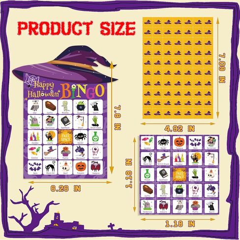 لعبة Yquqwn Halloween ، 24 لاعب Wizard Hat Bingo Card Card ، مثالية لمفضلات الحفلات الهالوين ، وأنشطة الهالوين المنزل ، مجموعة الحفلات الفصول الدراسية الحرف البنغو. in Kuwait