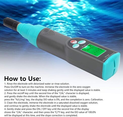 Dissolved Oxygen Meter with Automatic Calibration, Integrated Chip, for Aquaculture, ABS Material in Saudi Arabia