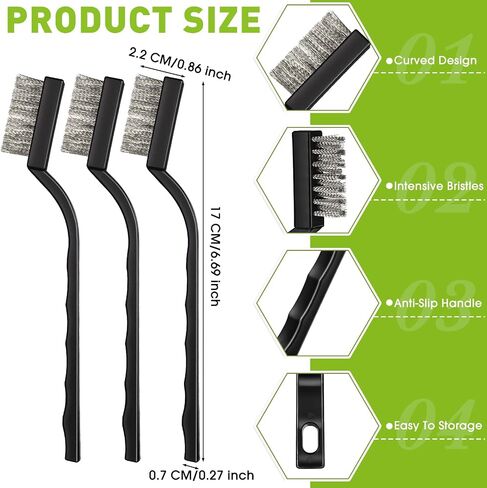 90 Pcs Mini Wire Brushes Set Brush Curved Handle Wire Brush for Cleaning Metal Scrub Masonry for Cleaning Welding Slag and Rust Tool(Stainless Steel Wire) in Saudi Arabia