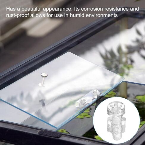 PATIKIL M3x15mm Clear Acrylic Screws and Hex Nuts Kit, 50 Set PC Plastic Phillips Round Head Bolts for Machine Accessories, Transparent in Saudi Arabia