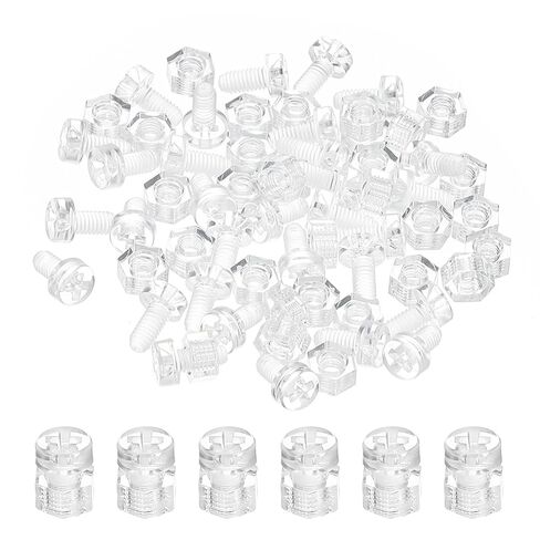 PATIKIL M3x15mm Clear Acrylic Screws and Hex Nuts Kit, 50 Set PC Plastic Phillips Round Head Bolts for Machine Accessories, Transparent in Saudi Arabia