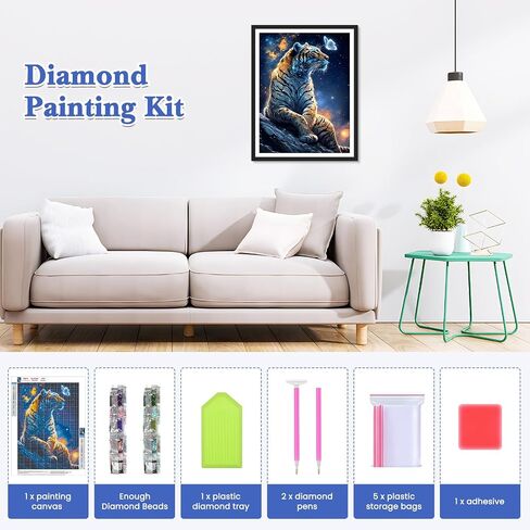 RICUVED Diamond Art Kits for Adults, Independence Day Diamond Painting Lion Kits for Beginners, 4 of July 5D Full Drill Animal Diamond Art Gem Diamond Painting Kits for Home Wall Decor 12x12Inch in Saudi Arabia